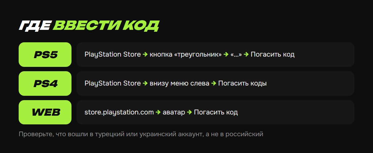Где ввести код пополнения на PS5, PS4 и в браузере