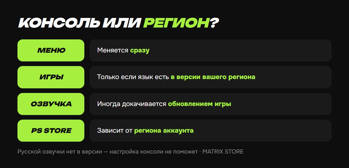 Что зависит от языка консоли, а что от региона